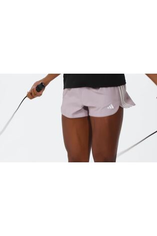 adidas Purple Pacer Training 3 Stripes Woven High Rise Shorts - Image 2 of 6