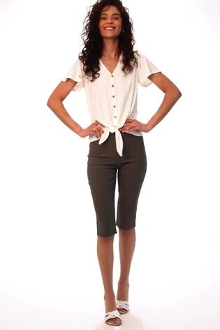 Roman Dark Green Knee Length Stretch Shorts - Image 2 of 4