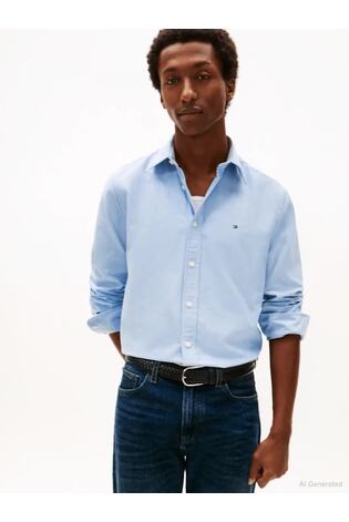 Tommy Hilfiger Blue Solid Heritage Oxford Shirt - Image 2 of 6