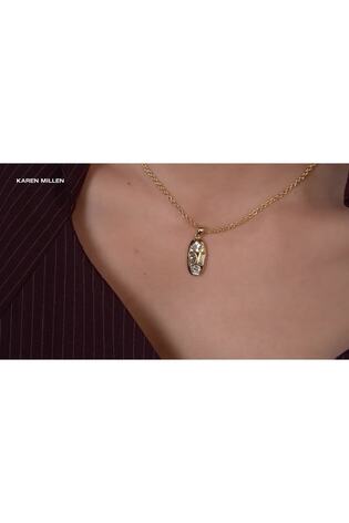 Karen Millen Gold Tone Crystal Pebble Pendant Necklace - Image 2 of 6