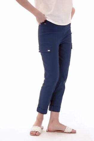 Roman Blue Turn Up Stretch Cargo Trousers - Image 2 of 6