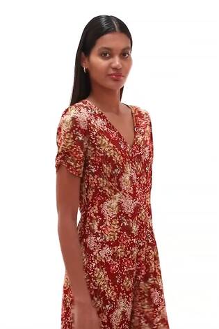 Vestido de té Elásticos con botones y Estampado Floral Roman - Imagen 2 de 6