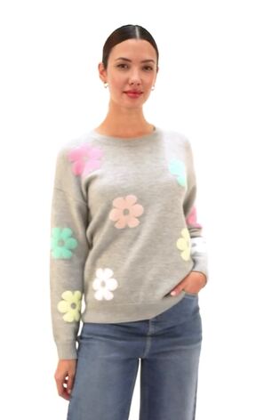 Roman Grey Floral Print Jacquard Knit Jumper - Image 2 of 6