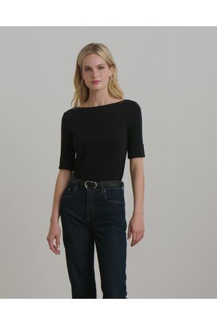 Lauren Ralph Lauren Judy Stretch Cotton Boatneck Top - Image 2 of 11