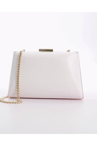 Dune London White Ground Bellaria Angled Frame Clutch Bag - Image 2 of 8