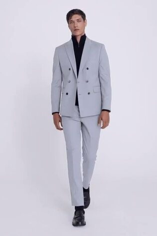 MOSS Grey Slim Fit Stretch Suit: Jacket