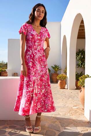 Roman Pink Floral Ruched Waist Maxi Dress - Image 2 of 5