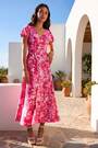 Roman Pink Floral Ruched Waist Maxi Dress - Image 2 of 5