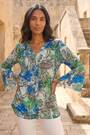 Roman Blue Paisley V-Neck Blouse - Image 2 of 5