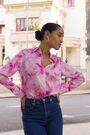 Sosandar Pink Conversational Satin Shirt - Image 2 of 6