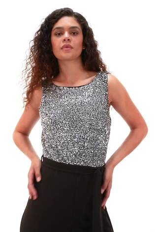Metalizado - Roman Contrast Sequin Bodice Jumpsuit - Imagen 2 de 6