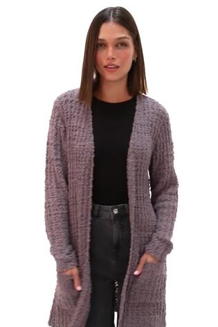 Roman Purple Popcorn Textured Longline Cardigan - Image 2 of 6