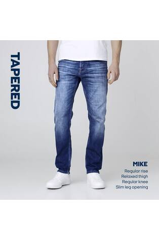Buy JACK JONES Blue Dark Mike Regular Tapered Jeans from Next Luxembourg