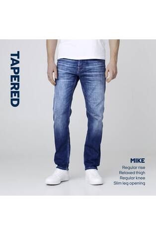 JACK & JONES Blue Dark Mike Regular Tapered Jeans - Image 2 of 8