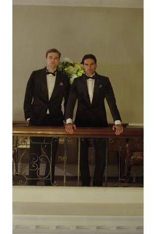 Harry Brown Black Leo Tuxedo Dinner Trousers with Satin Stripe Detail - Image 2 of 13