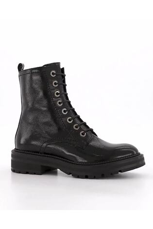 Dune London Black Press Cleated Hiker Boots - Image 2 of 6