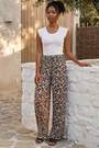 Roman Natural Abstract Wide Leg Trousers - Image 2 of 5