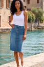 Roman Blue A-Line Knee Length Denim Skirt - Image 2 of 5