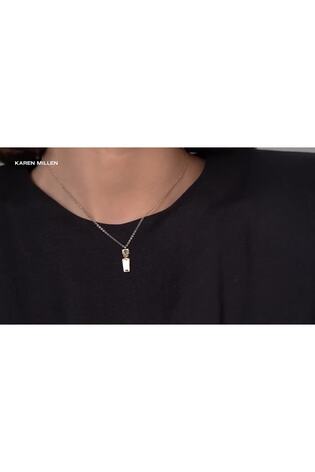 Karen Millen Gold Tone Crystal Baguette Pendant Necklace - Image 2 of 6