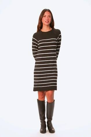 Roman Black Stripe Print Jumper Dress - Image 2 of 6 Roman Black Stripe Print Jumper Dress - Image 2 of 6