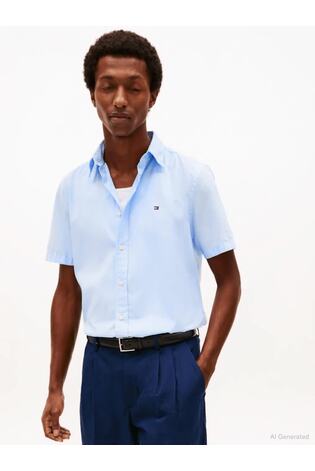 Tommy Hilfiger Blue Core Flex Poplin Shirt - Image 2 of 6