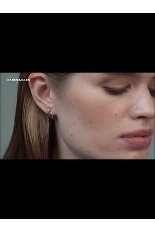 Karen Millen Silver Tone Oval Pavé Chain Stud Earrings - Image 2 of 6 Karen Millen Silver Tone Oval Pavé Chain Stud Earrings - Image 2 of 6
