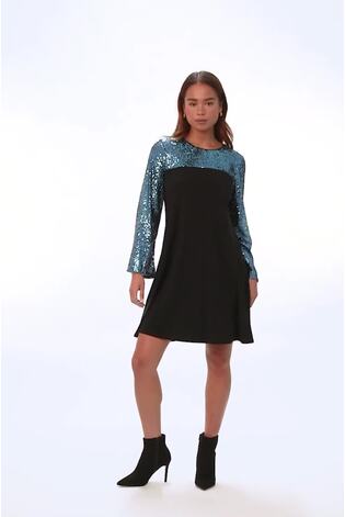 Roman Blue Petite Sequin Shift Stretch Dress - Image 2 of 6