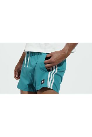 adidas Turquoise Blue 3-Stripes CLX Very Short Length Swim Shorts - Image 2 of 9