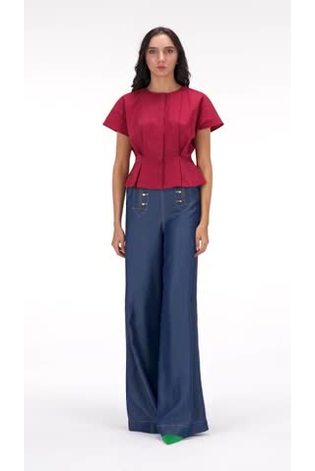 leem Pink Peplum Box Pleats Top - Image 2 of 5