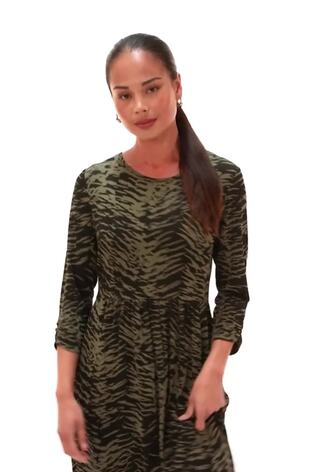 Roman Green Abstract Animal Print Pocket Dress - Image 2 of 6
