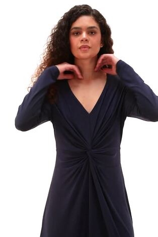 Roman Blue Twist Front Stretch Midi Dress - Image 1 of 1