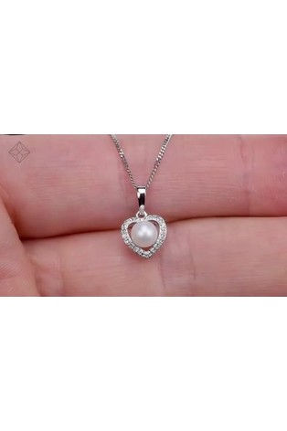 The Diamond Store White StellatoPearl and Diamond Pendant Necklace 0.06ct in 9K White Gold