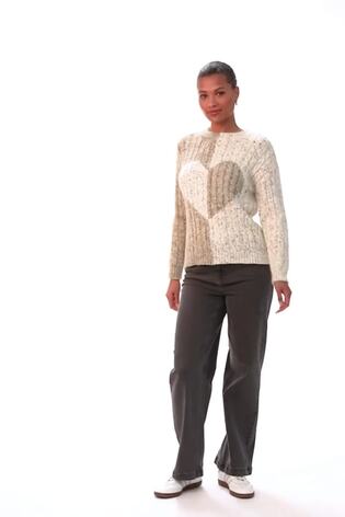 Roman Natural Colourblock Heart Knit Jumper - Image 2 of 6