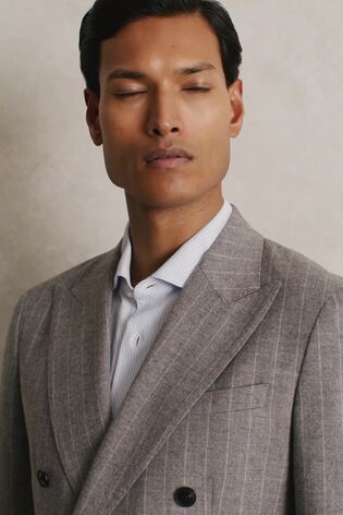 Slim-Fit Pinstripe Suit Trousers in Soft Grey - Image 2 of 8