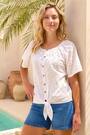 Roman White Broderie Tie Front Top - Image 2 of 5