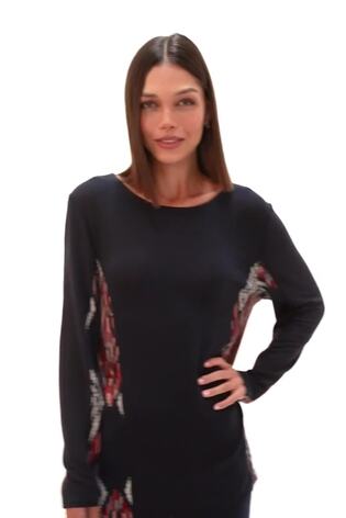 Roman Blue Side Printed Stretch Tunic Top - Image 2 of 6
