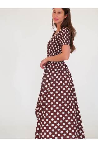 Amy Lynn Brown Cotton Smocked Midaxi Dress - Image 2 of 4