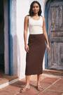 Roman Brown Textured Chevron Stretch Skirt - Image 2 of 5
