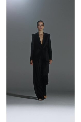 Satin Single Breasted Blazer in Black - Image 2 of 8