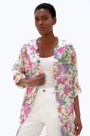Roman Pink Floral Print Longline Shirt - Image 2 of 5