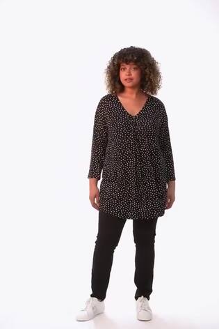 Roman Black Curve V-Neck Spot Print Tunic - Image 2 of 6
