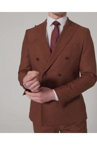Harry Brown Brown Sandro Linen Look Double Breasted Suit Jacket - Image 2 of 12