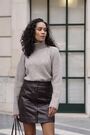 Sosandar Grey Mocha Grey Stitch Detail Roll Neck Jumper - Image 2 of 6