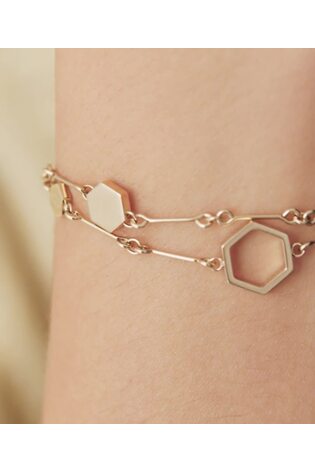 Olivia Burton Gold Tone Honeycomb Classic Light IP Double Layered Bracelet - Image 2 of 6