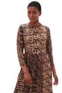 Roman Brown Animal Print Ribbed Gathered Waist Dress - Image 2 of 6