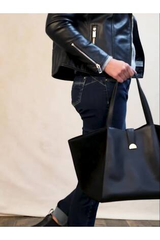 Lakeland Leather Black 'Herdwick' Suede and Leather Tote Bag - Image 2 of 7