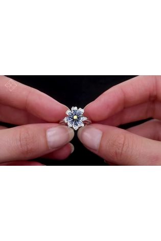 The Diamond Store Blue Blue Sapphire Yellow Sapphire and Diamond Stellato Ring 9K White Gold