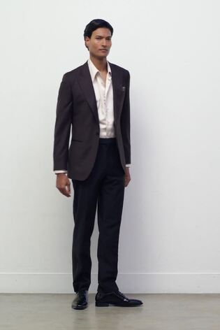 Reiss Brown Jake Single-Breasted Polka-Dot Blazer Tailored-Fit Wool-Blend - Image 2 of 11 Reiss Brown Jake Single-Breasted Polka-Dot Blazer Tailored-Fit Wool-Blend - Image 2 of 11