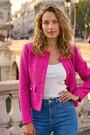 Roman Pink Collarless Buttoned Boucle Jacket - Image 2 of 5