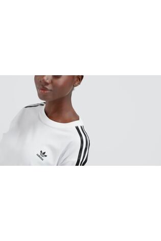adidas White 3 Stripe T-Shirt - Image 2 of 8